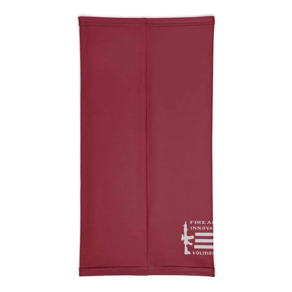 Volition Armament neck gaiter | face shield | Volition Armament VA flag maroon back