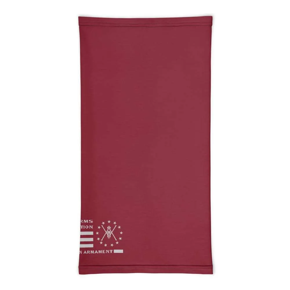 Volition Armament neck gaiter | face shield | Volition Armament VA flag maroon front