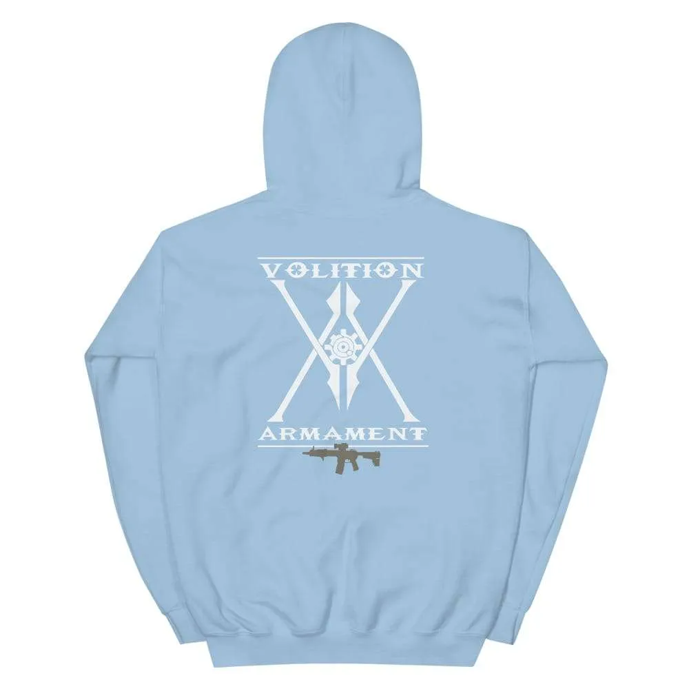Volition Armament Warrior Hoodie | Volition Armament warrior hoodie light blue back