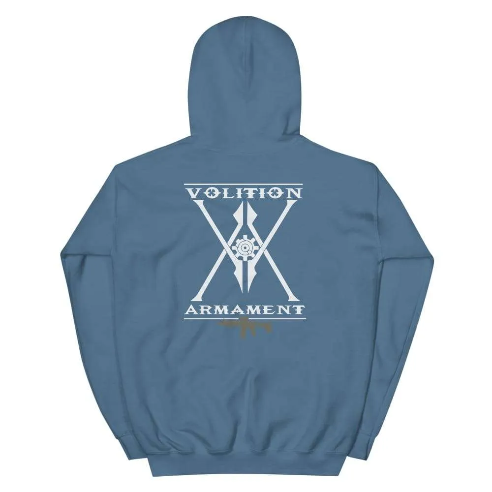 Volition Armament Warrior Hoodie | Volition Armament warrior hoodie steel blue back