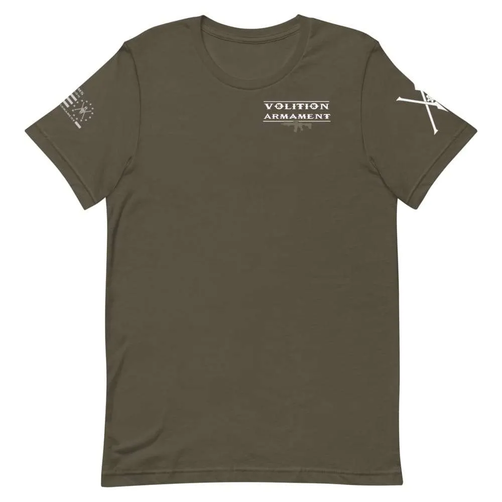 Volition Armament Professional T-Shirt | Volition Armament VA pro army front