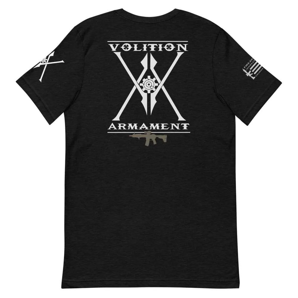 Volition Armament Professional T-Shirt | Volition Armament VA pro black heather back