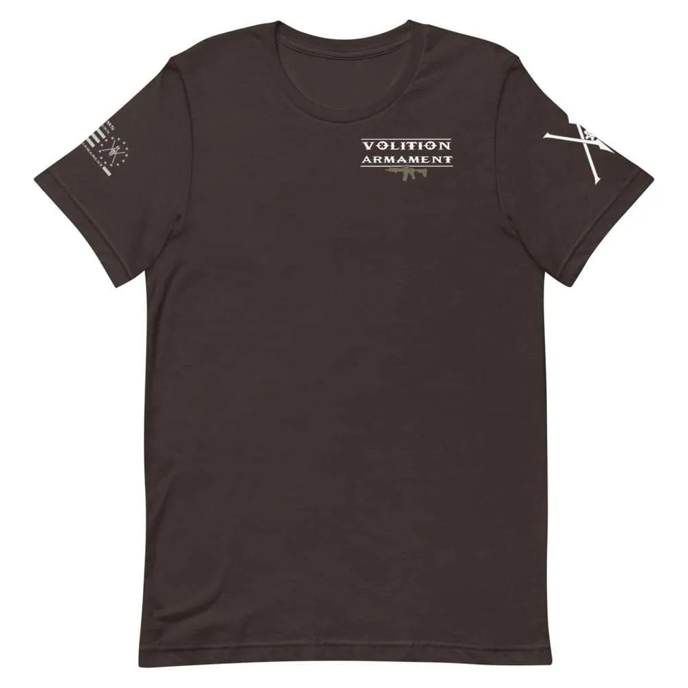 Volition Armament Professional T-Shirt | Volition Armament VA pro brown front