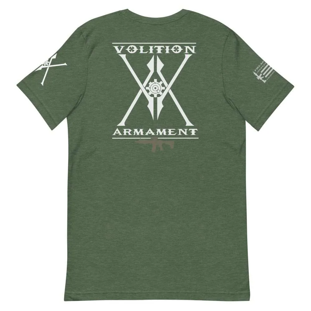 Volition Armament Professional T-Shirt | Volition Armament VA pro heather forest back