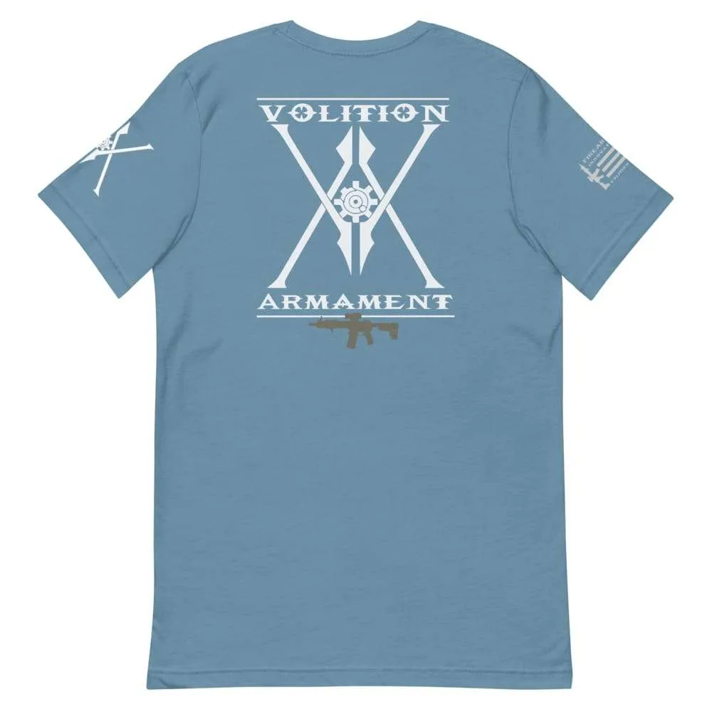 Volition Armament Professional T-Shirt | Volition Armament VA pro steel blue back