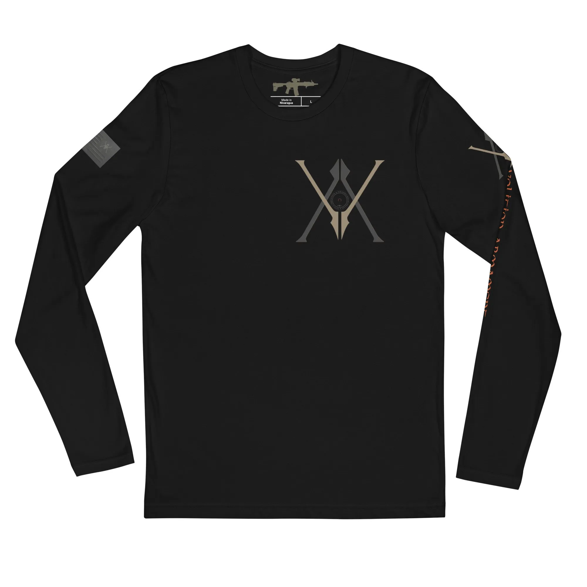 Volition Armament Long-Sleeve | Volition Armament mens fitted long sleeve shirt black front 6972fe38cc519 scaled