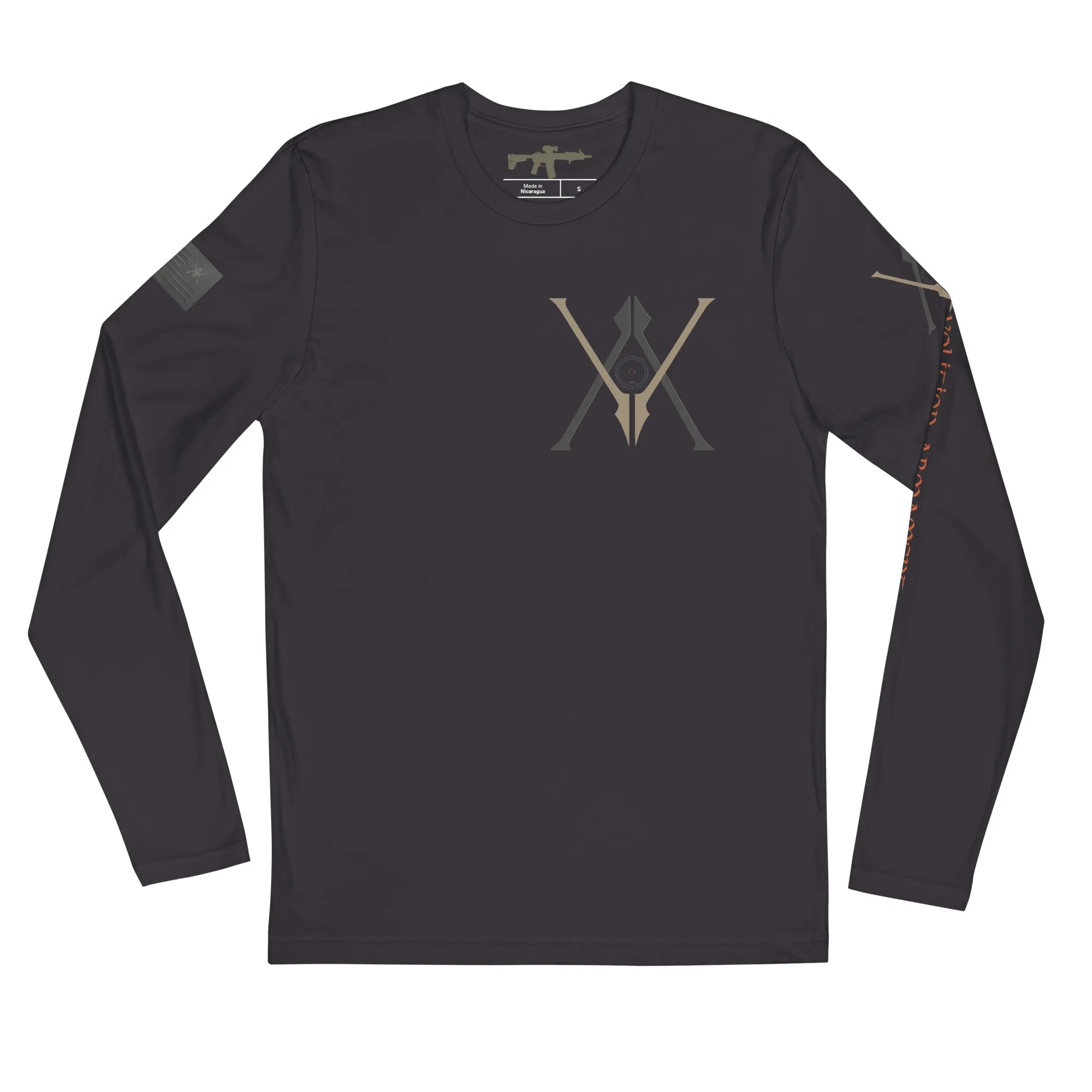 Volition Armament Long-Sleeve | Volition Armament mens fitted long sleeve shirt heavy metal front 6972fedd7aa2b scaled