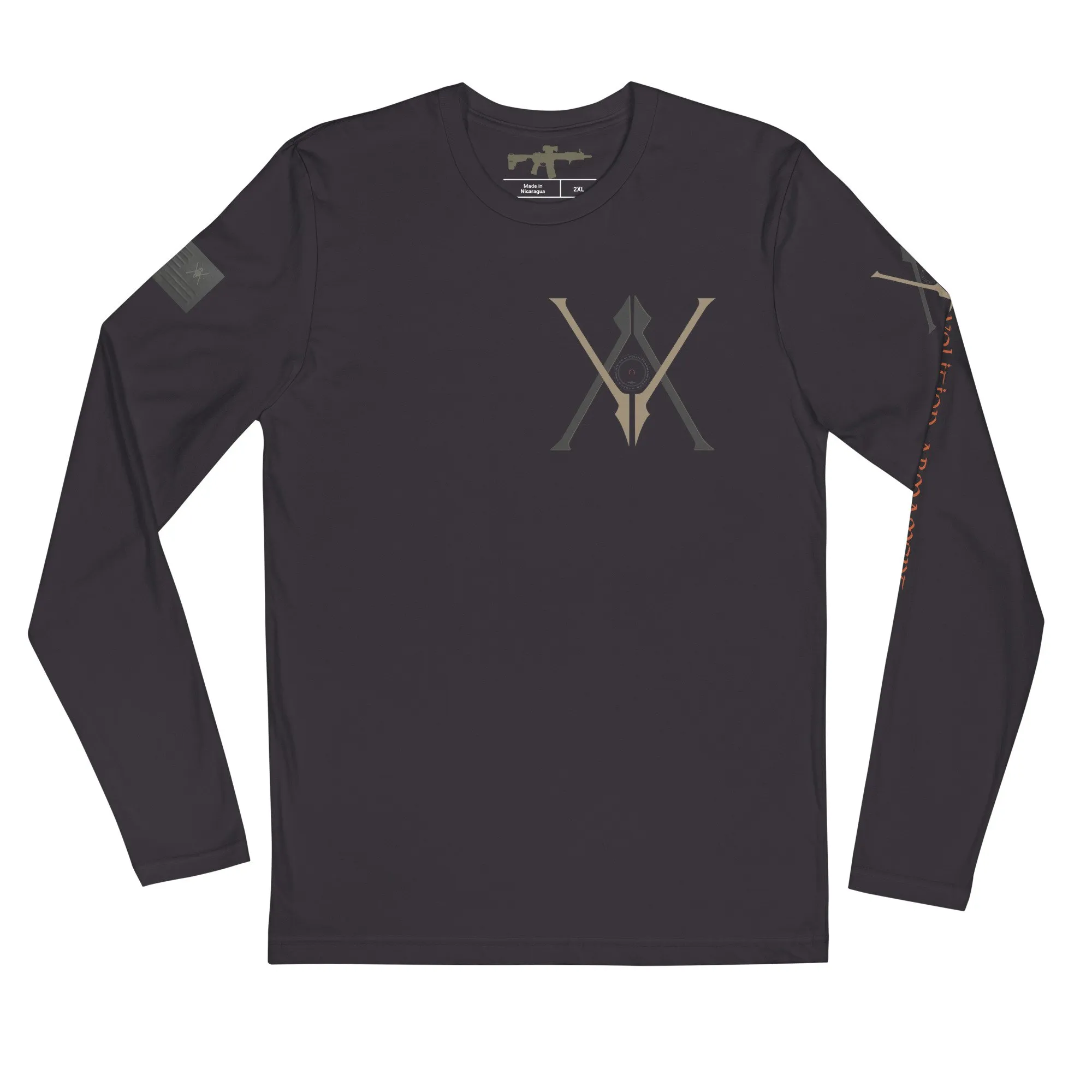 Volition Armament Long-Sleeve | Volition Armament mens fitted long sleeve shirt heavy metal front 69730000ab7df scaled