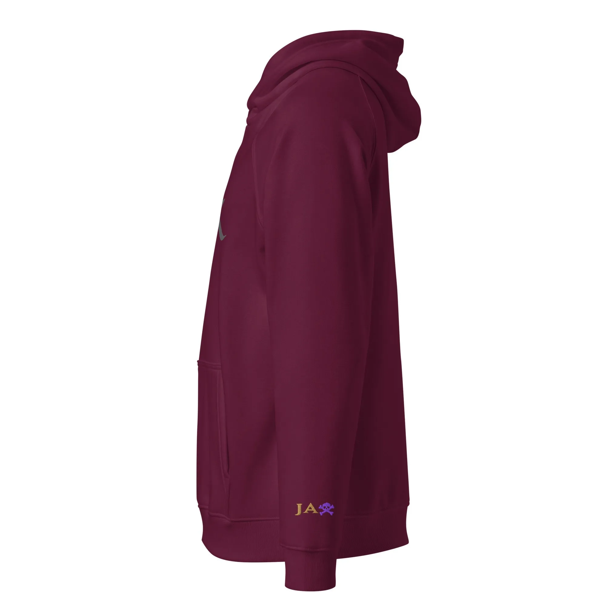 The “JAX” Hoodie | Volition Armament unisex eco raglan hoodie burgundy left 696d72be0db65 scaled