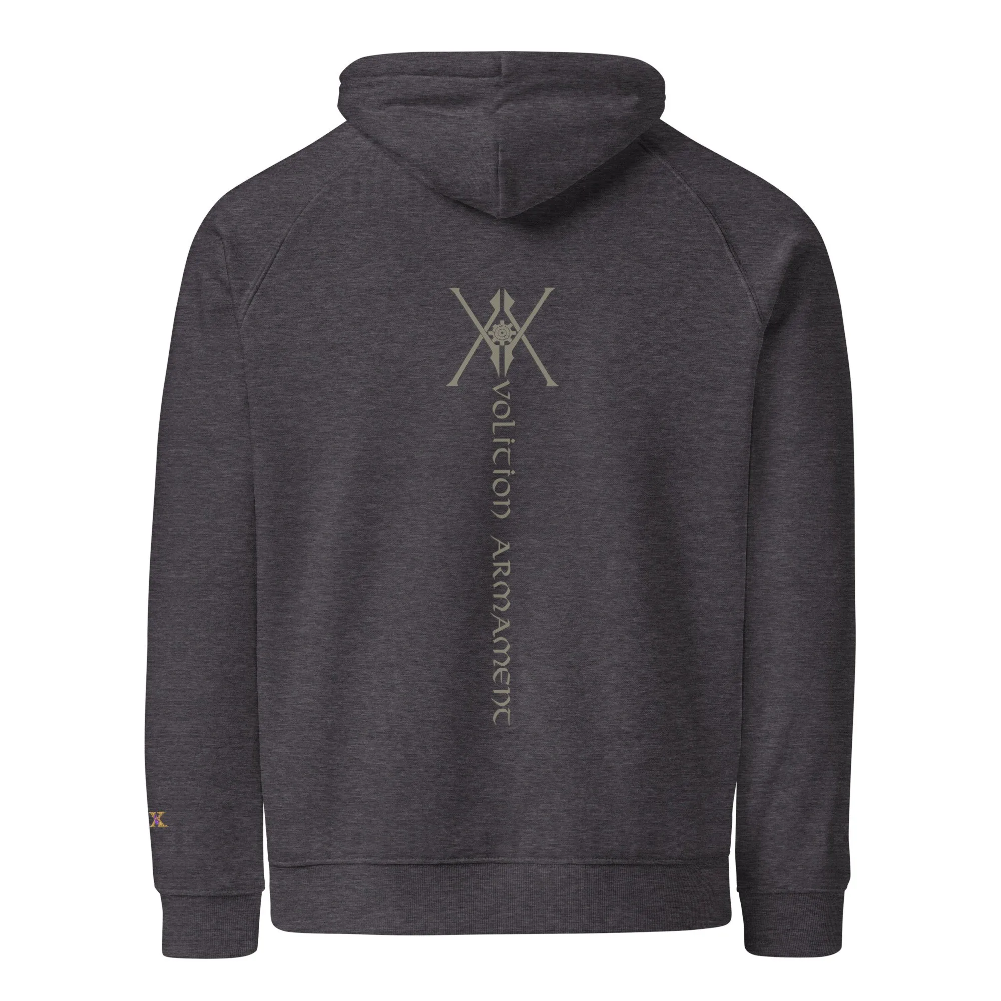 The “JAX” Hoodie | Volition Armament unisex eco raglan hoodie charcoal melange back 696c5c489f3de scaled