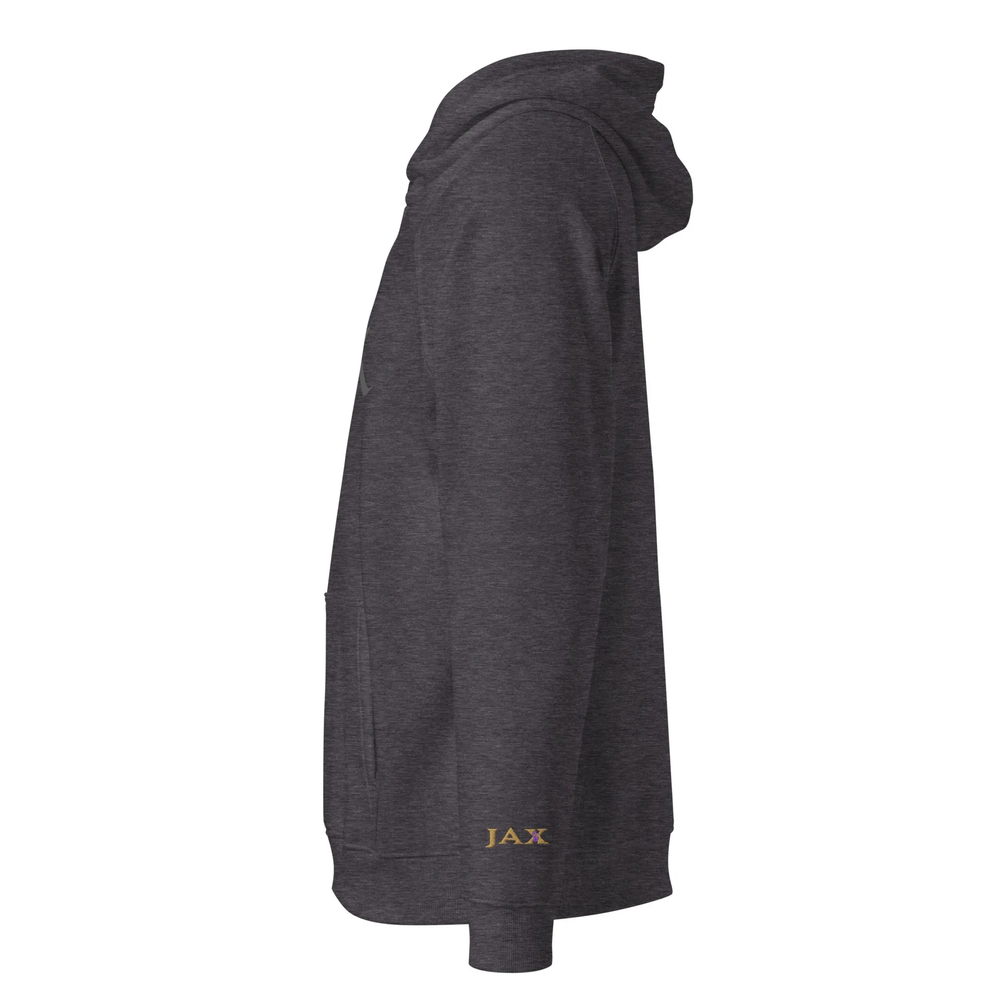 The “JAX” Hoodie | Volition Armament unisex eco raglan hoodie charcoal melange left 696c5c489dba2 scaled