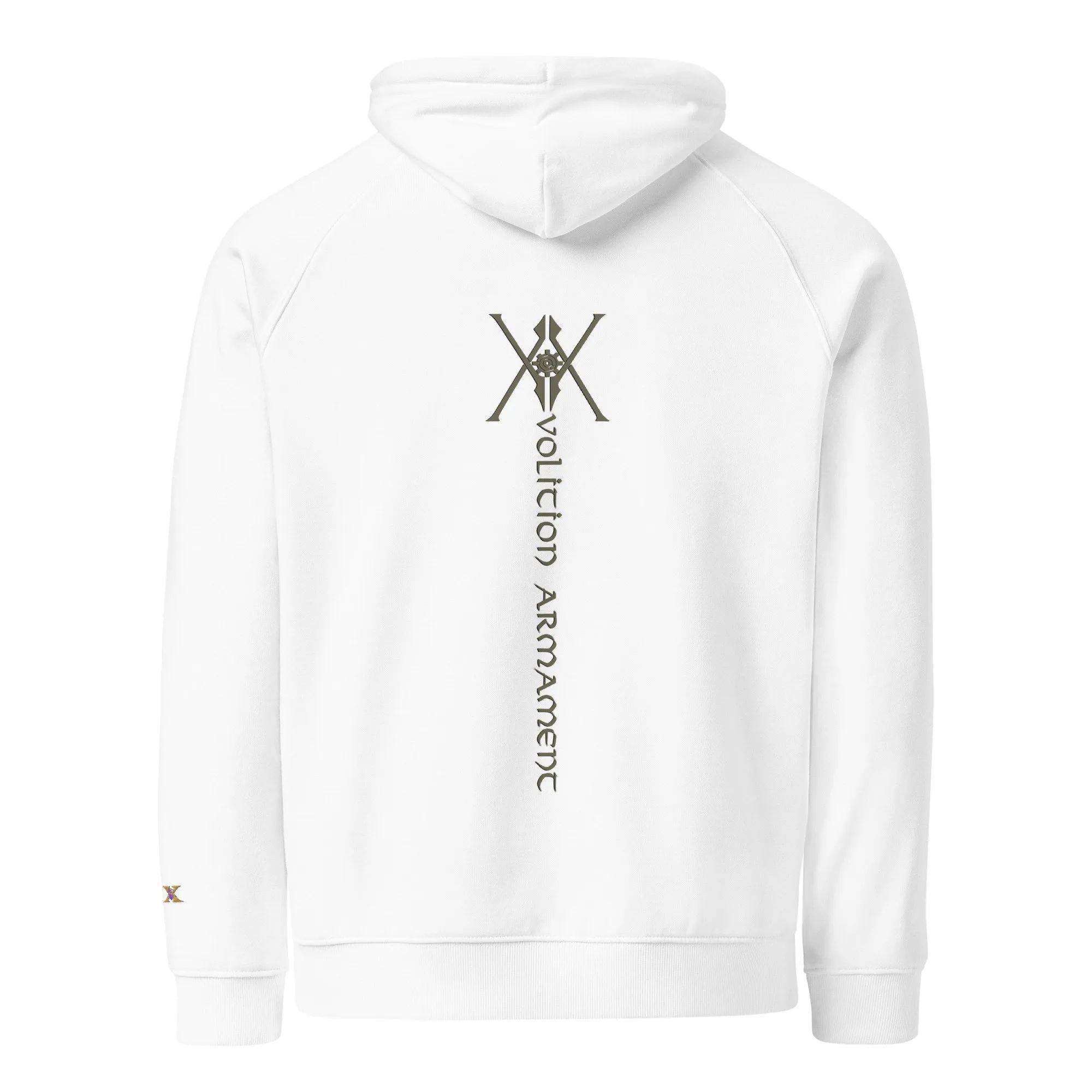 The “JAX” Hoodie | Volition Armament unisex eco raglan hoodie white back 696c5c48a8dac scaled