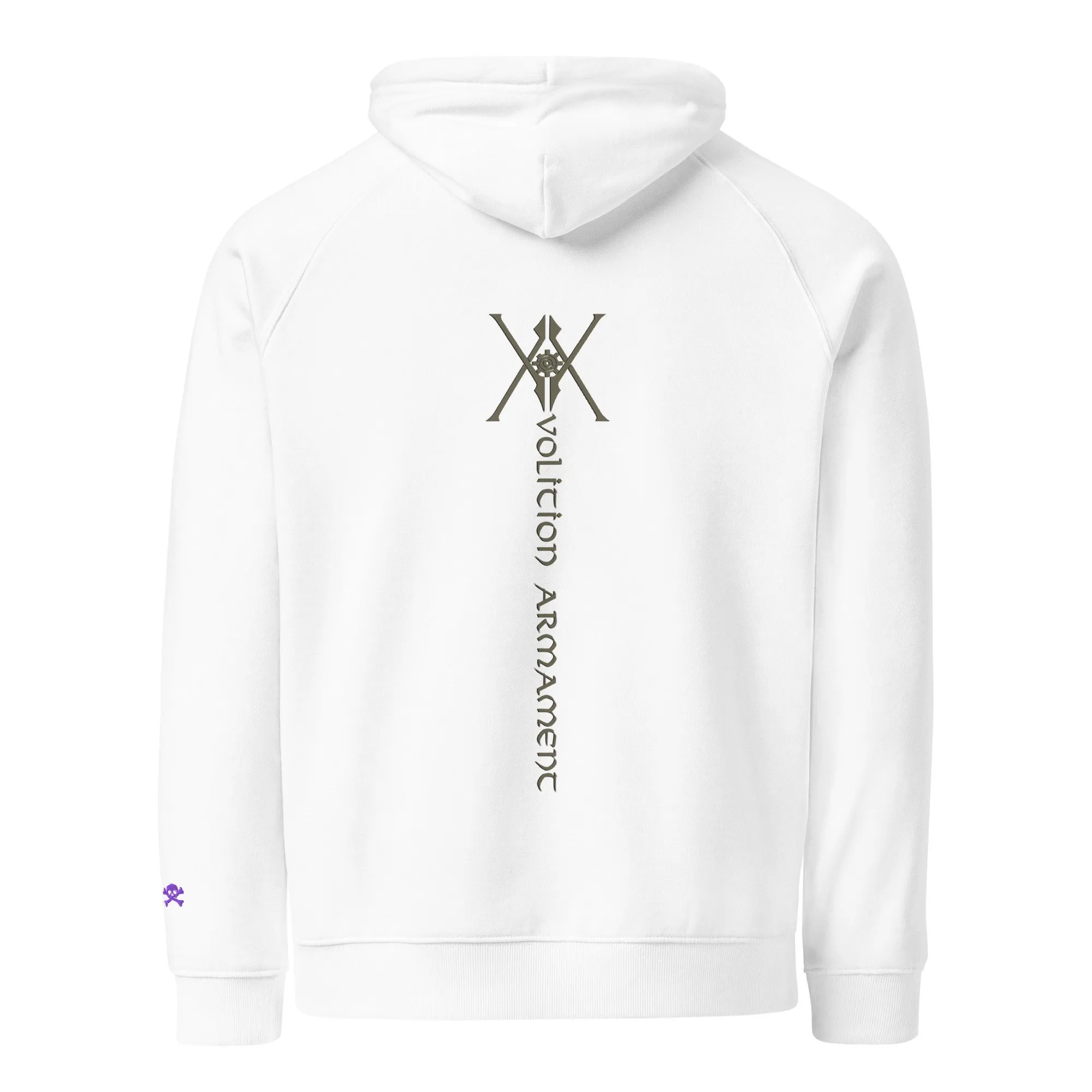 The “JAX” Hoodie | Volition Armament unisex eco raglan hoodie white back 696d72be1d791 scaled