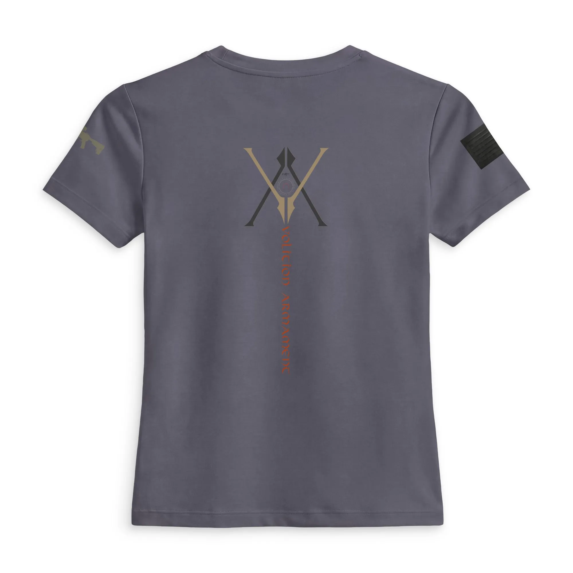 Women’s luxe fitted tee | Volition Armament womens luxe fitted tee charcoal back 6aa2fe6b33db3