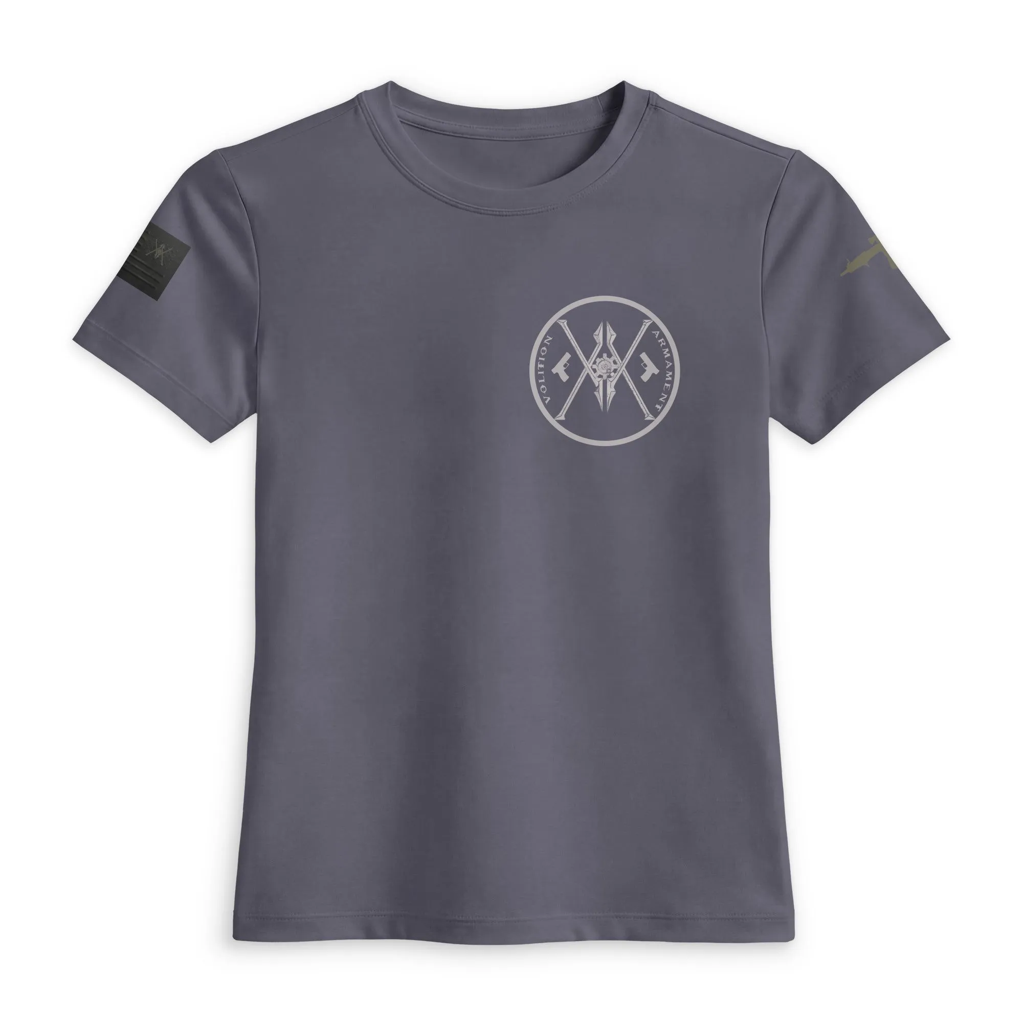 Women’s luxe fitted tee | Volition Armament womens luxe fitted tee charcoal front 6aa2fe6b33d39